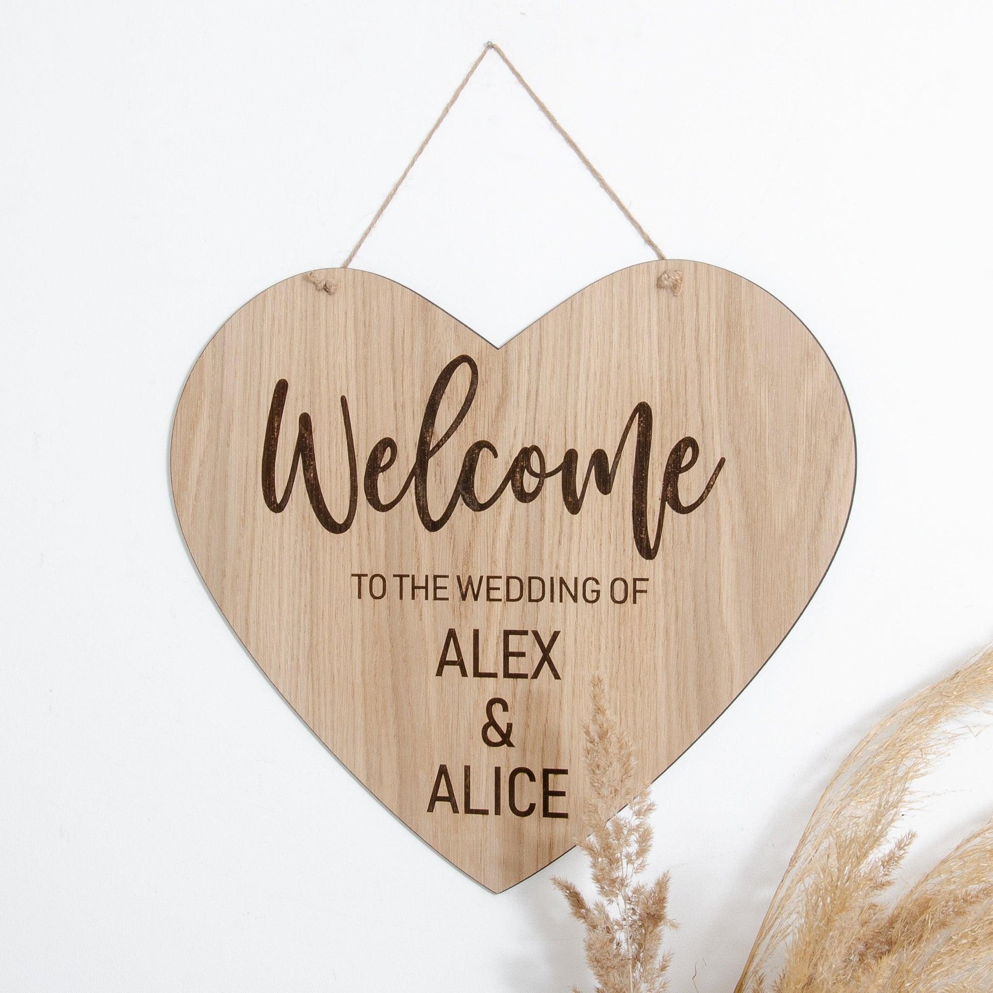 Wooden heart welcome sign - Stag Design