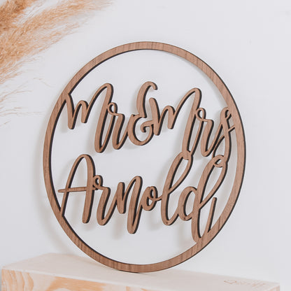 Personalised wedding hoop sign