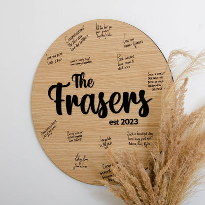 Alternative circle wooden guest book sign - Stag Design