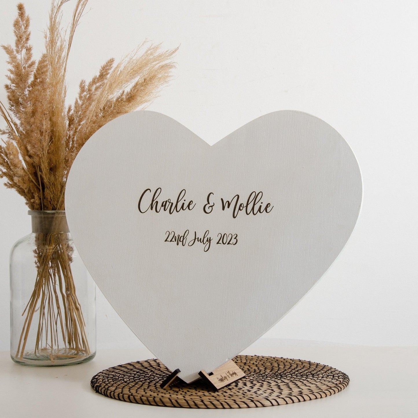 NEW! Wooden heart guest book sign - Stag Design