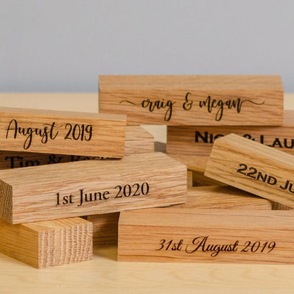 Oak or walnut building block wedding guestbook - wooden tower - Stag Design