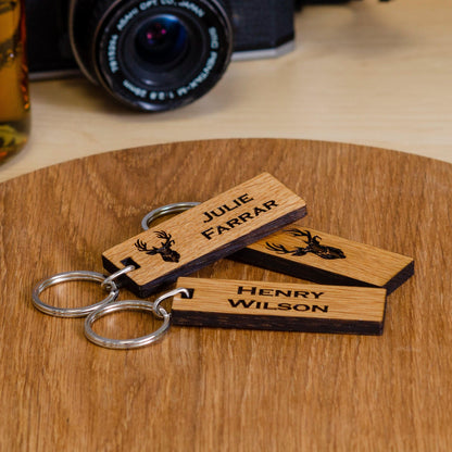 Whisky wood key ring - Stag Design