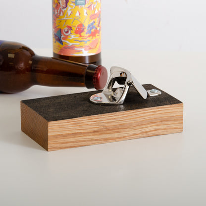 Whisky stave bottle cap opener