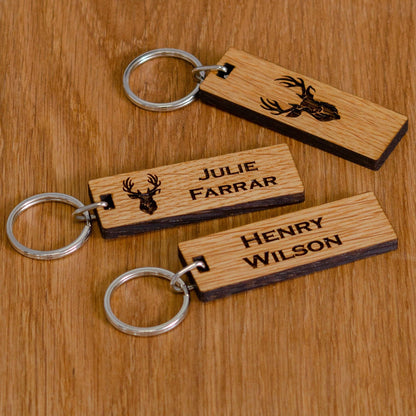 Whisky wood key ring - Stag Design