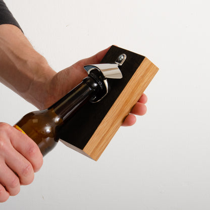 Whisky stave bottle cap opener