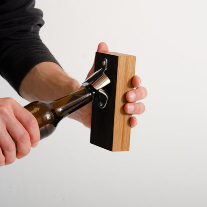 Whisky stave bottle cap opener