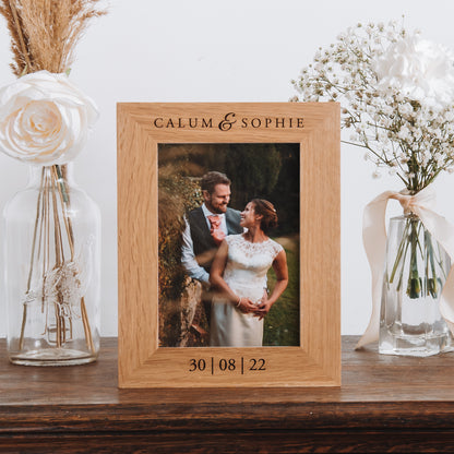 Oak wedding photo frame