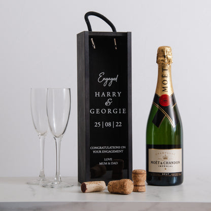 Personalised engaged bottle box