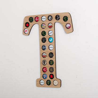 Initial beer cap wall hanging