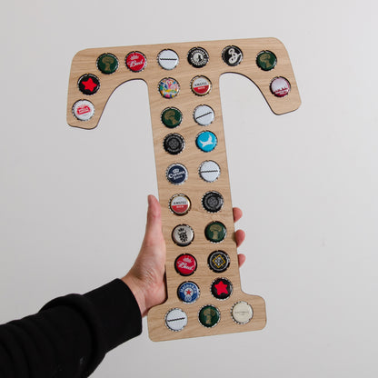 Initial beer cap wall hanging