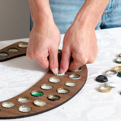 Initial beer cap wall hanging