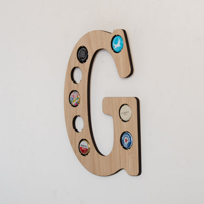 Initial beer cap wall hanging