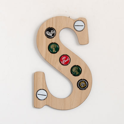 Initial beer cap wall hanging