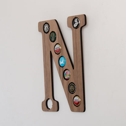 Initial beer cap wall hanging