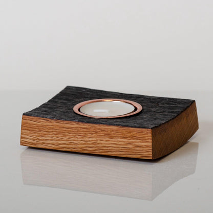 Single whisky cask tea light holder - Stag Design