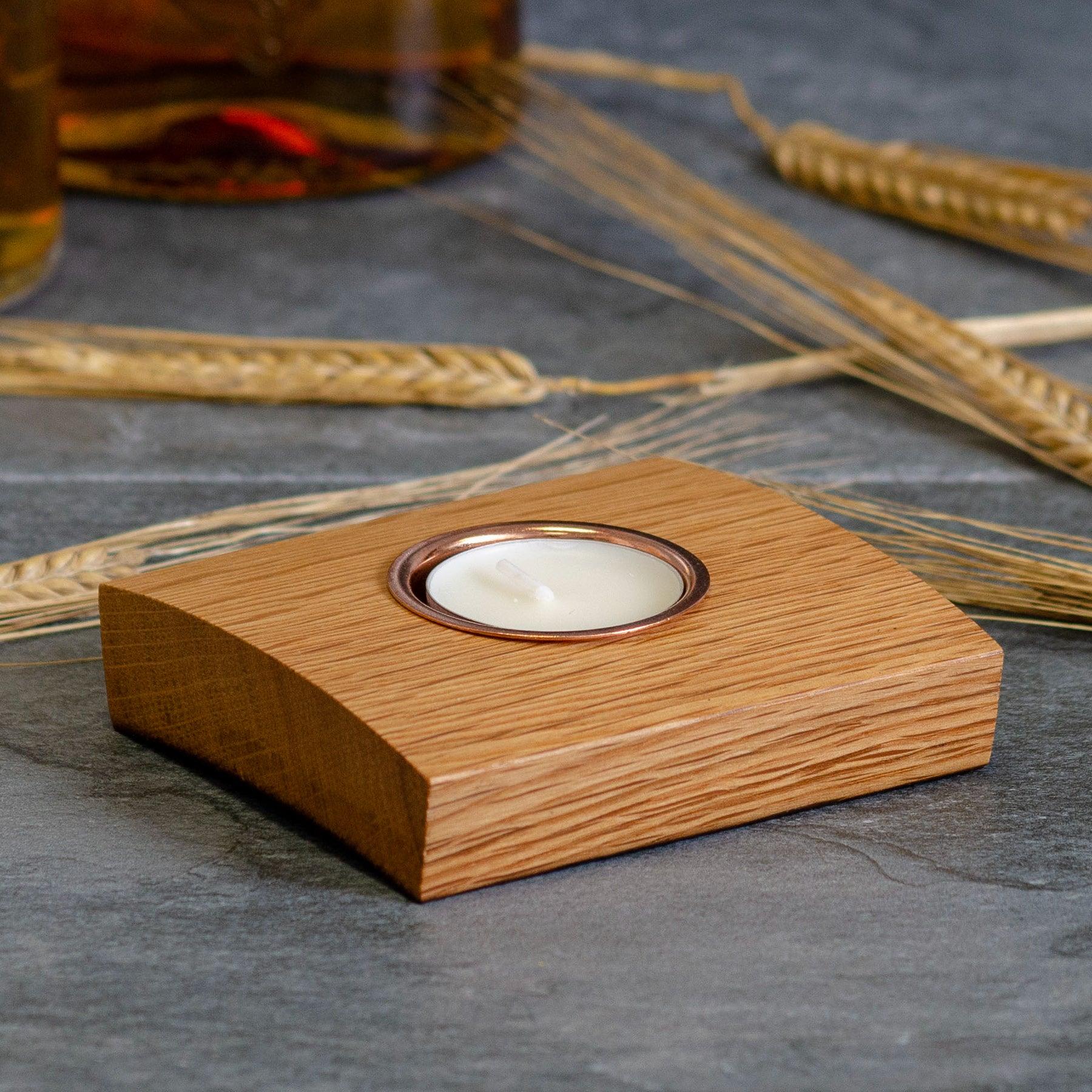 Single whisky cask tea light holder - Stag Design