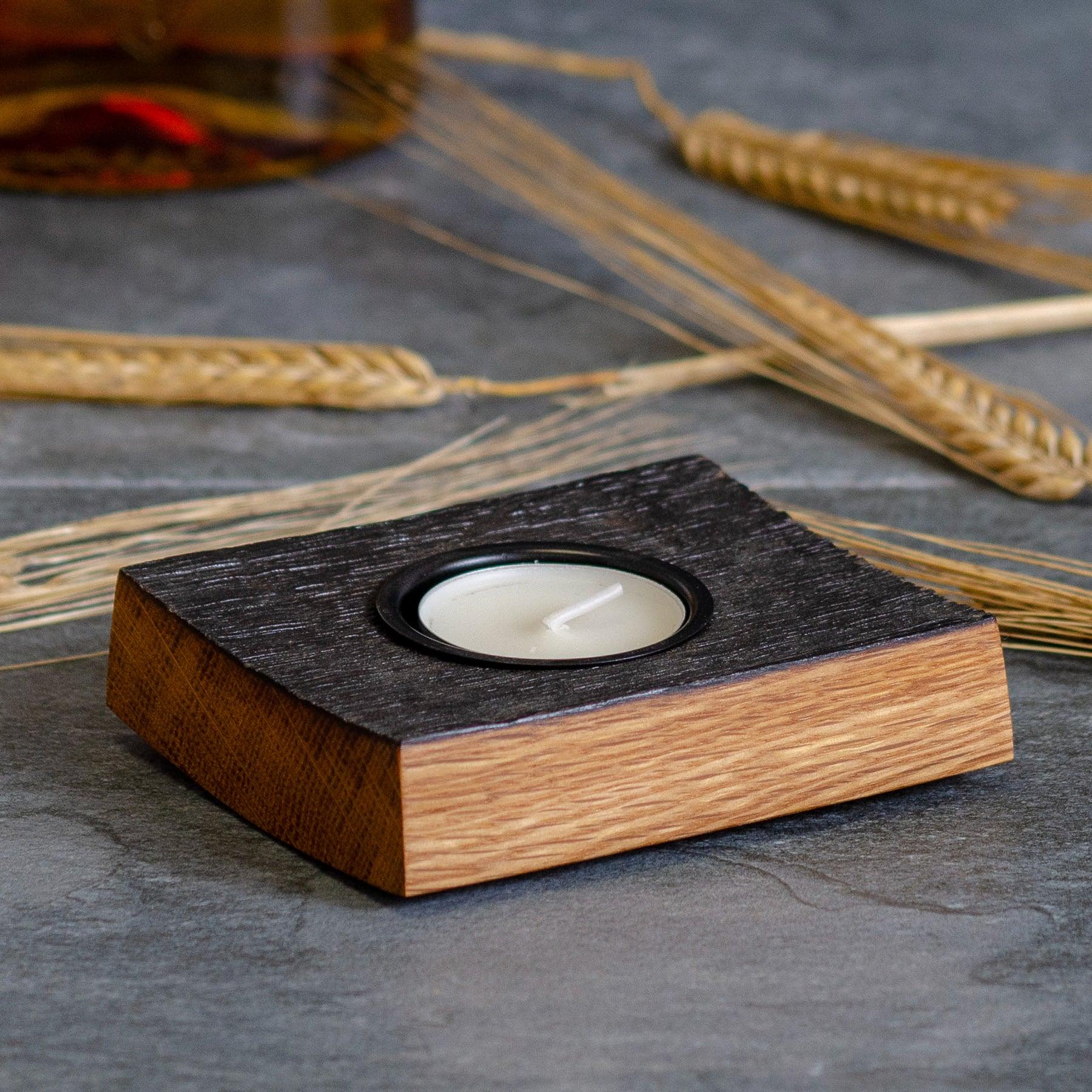 Single whisky cask tea light holder - Stag Design