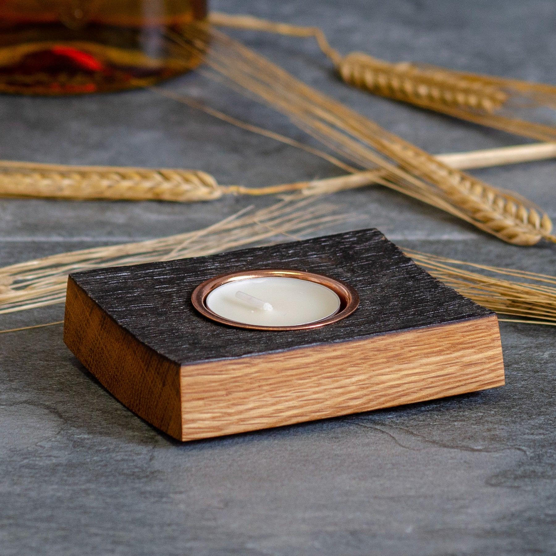 Single whisky cask tea light holder - Stag Design