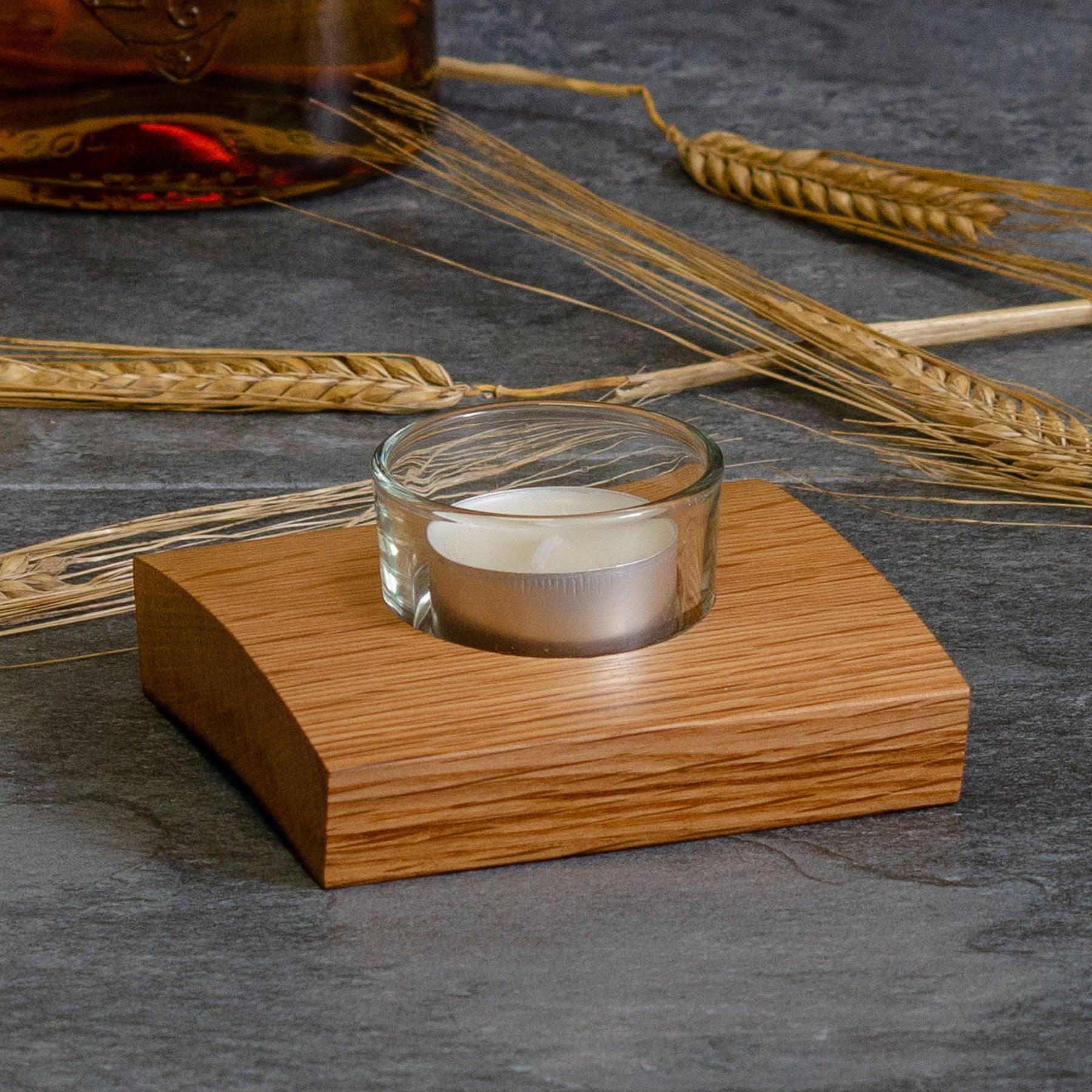 Single whisky cask tea light holder - Stag Design