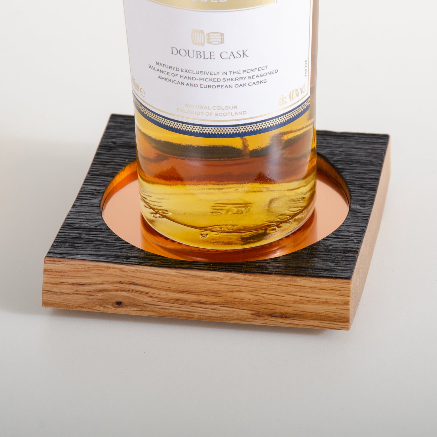 Personalised whisky wood bottle glorifier