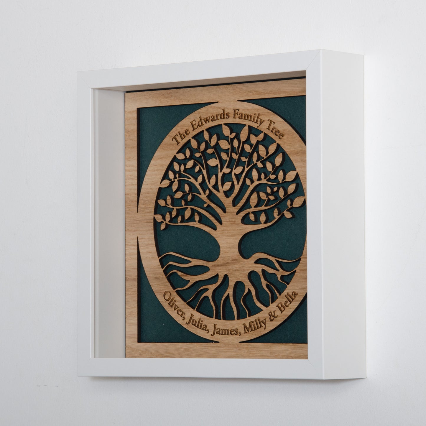 Family Tree with names engraved in a circle - wooden tree design