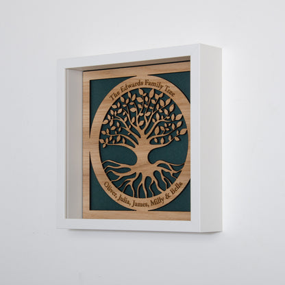 Family Tree with names engraved in a circle - wooden tree design