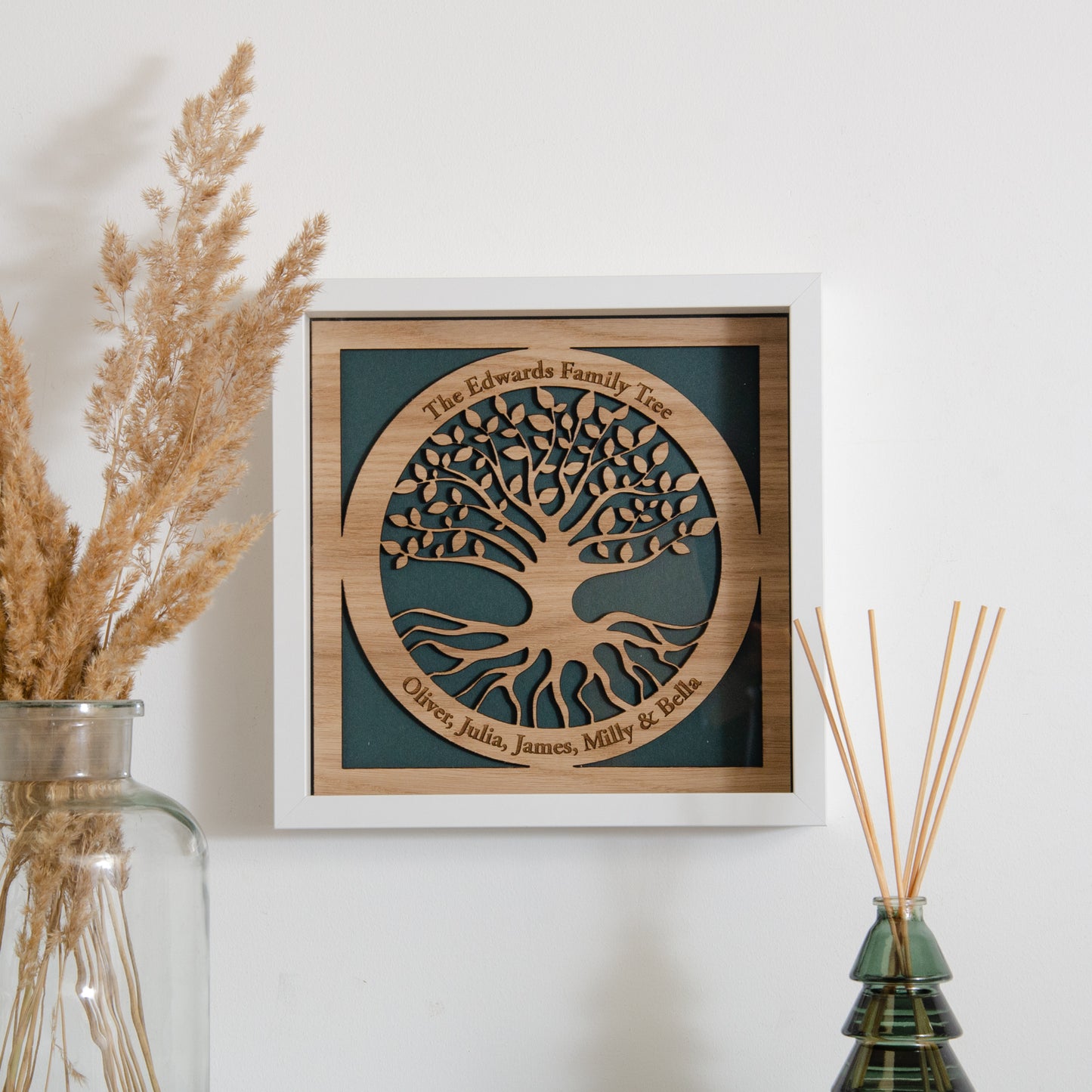 Family Tree with names engraved in a circle - wooden tree design