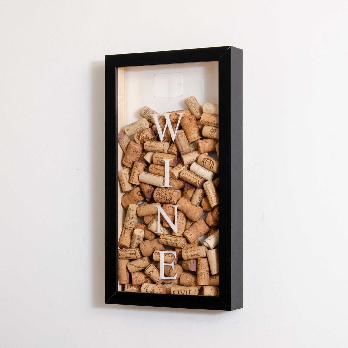 Vertical transparent drinks cork frame