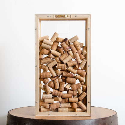 Vertical transparent drinks cork frame