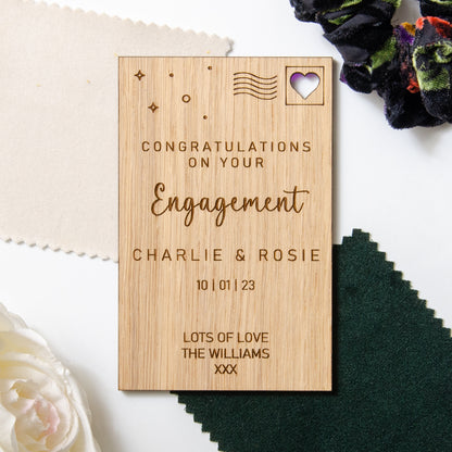 Engagement wooden card