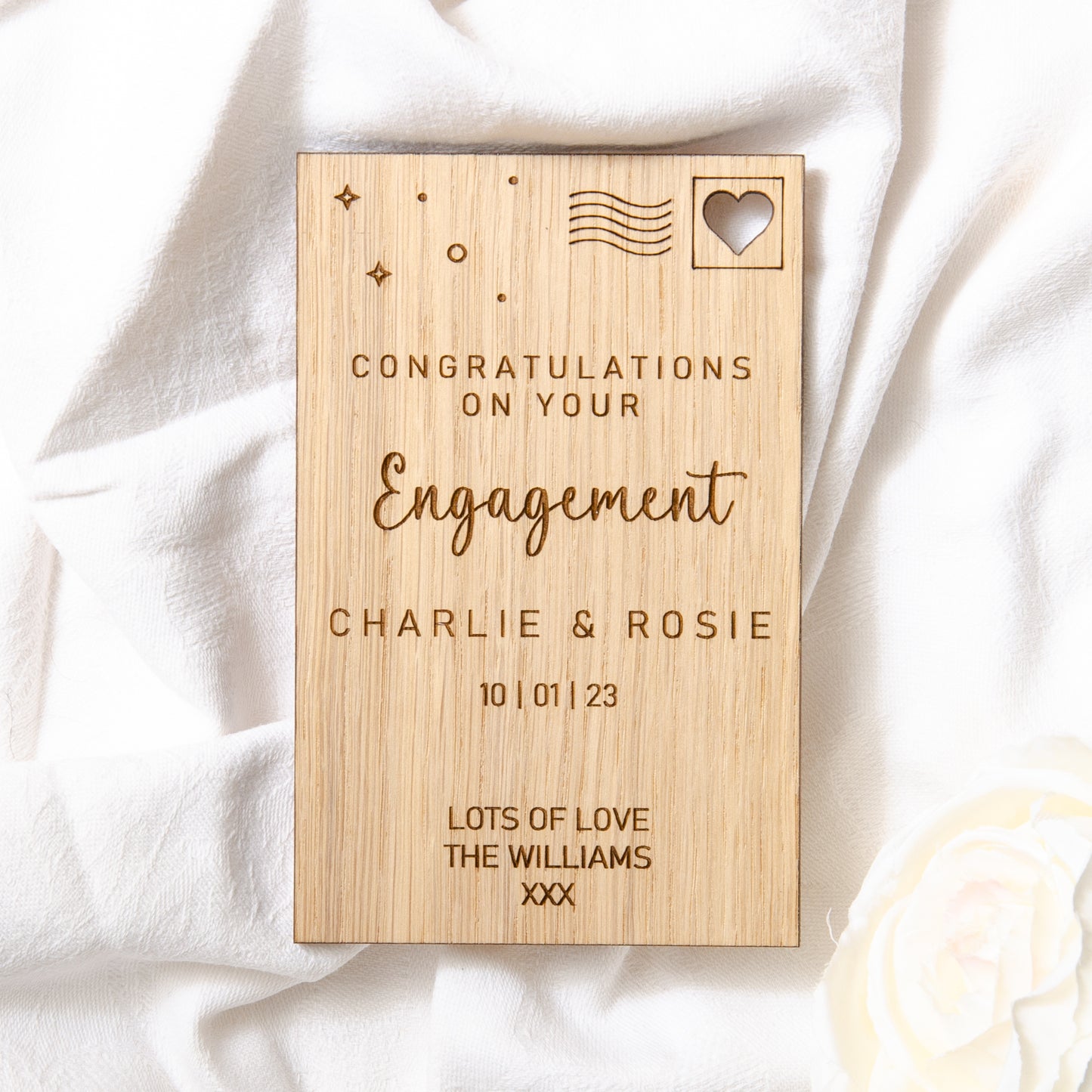 Engagement wooden card