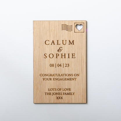 Engagement wooden card