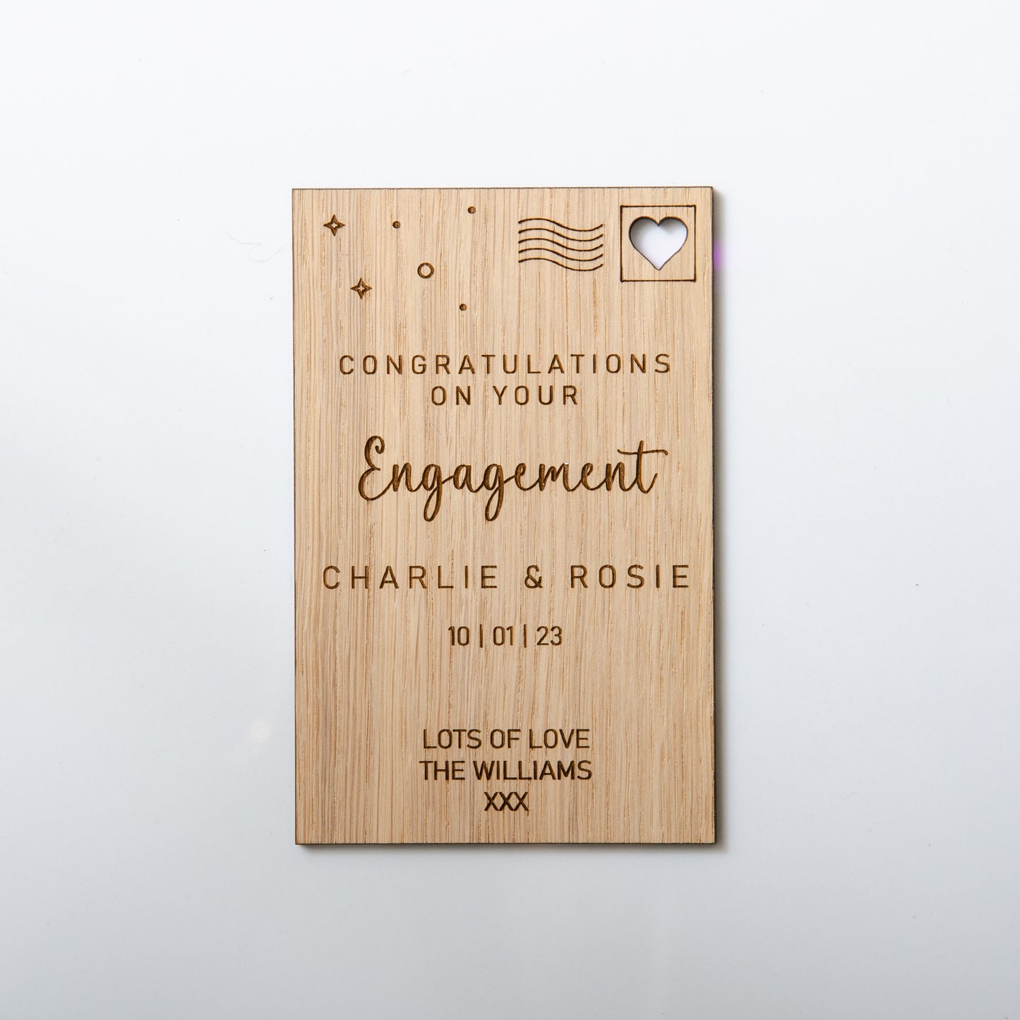 Engagement wooden card