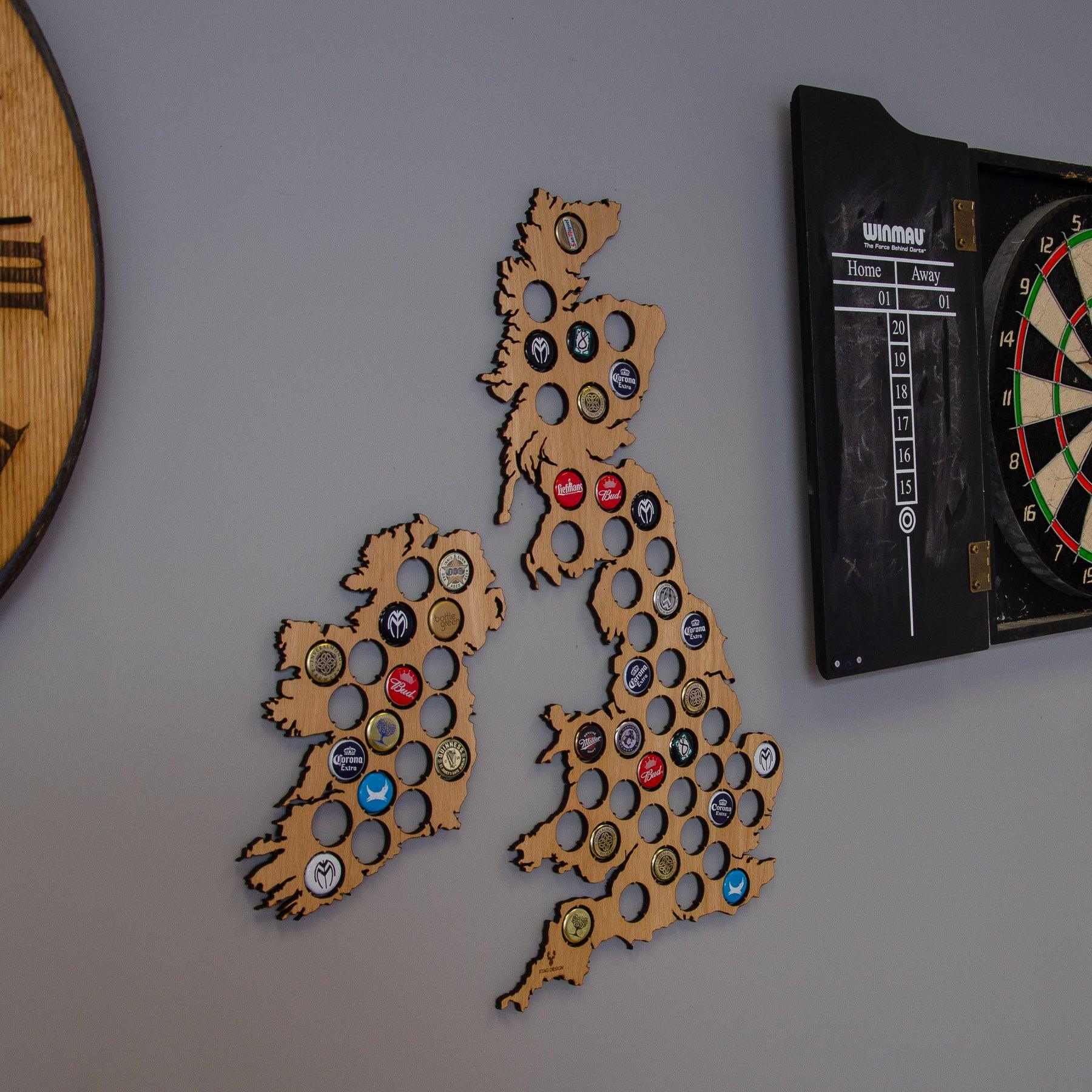 Beer Cap UK and Ireland Map - Stag Design