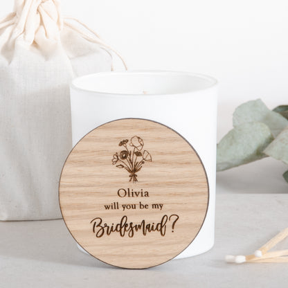 Personalised bridesmaid candle