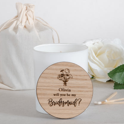 Personalised bridesmaid candle