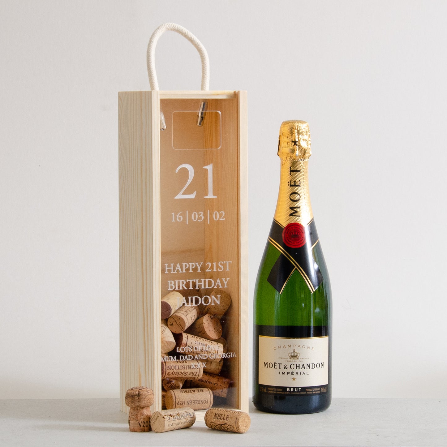 Personalised birthday bottle box cork collector