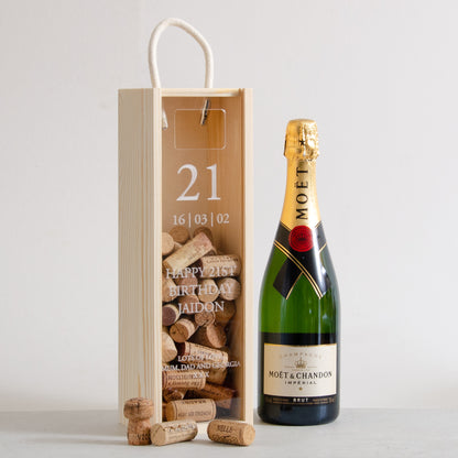 Personalised birthday bottle box cork collector