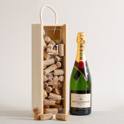 Personalised birthday bottle box cork collector