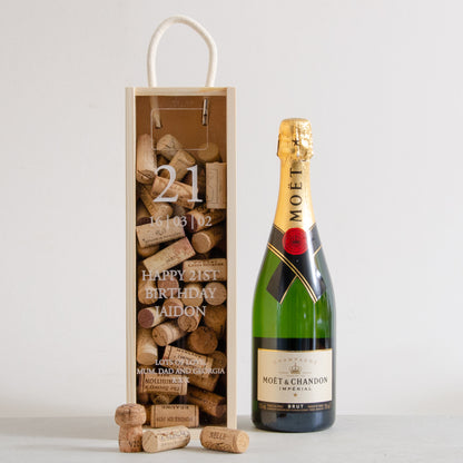 Personalised birthday bottle box cork collector