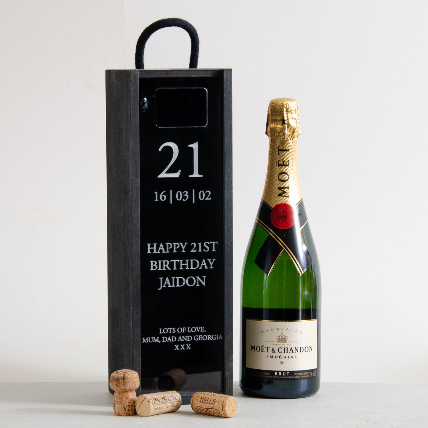 Personalised birthday bottle box cork collector