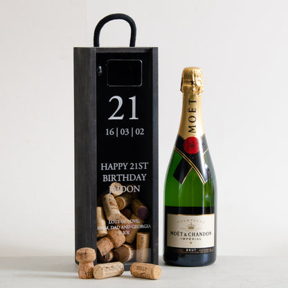 Personalised birthday bottle box cork collector