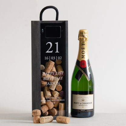 Personalised birthday bottle box cork collector