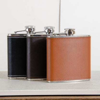 Seconds leather hip flask