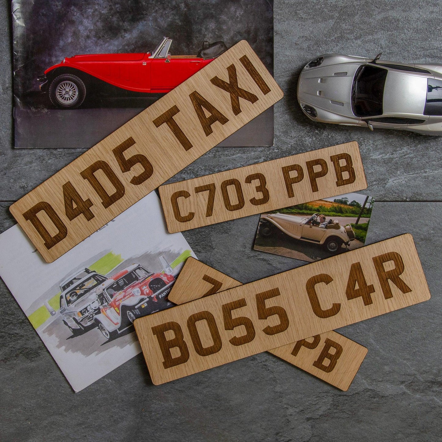 Personalised wooden car number plates - Stag Design