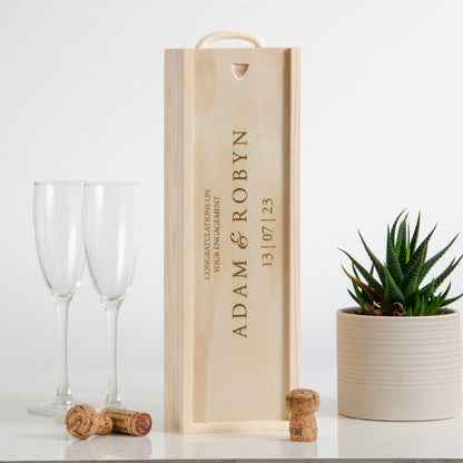 Personalised engagement bottle box landscape