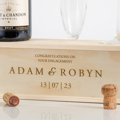 Personalised engagement bottle box landscape