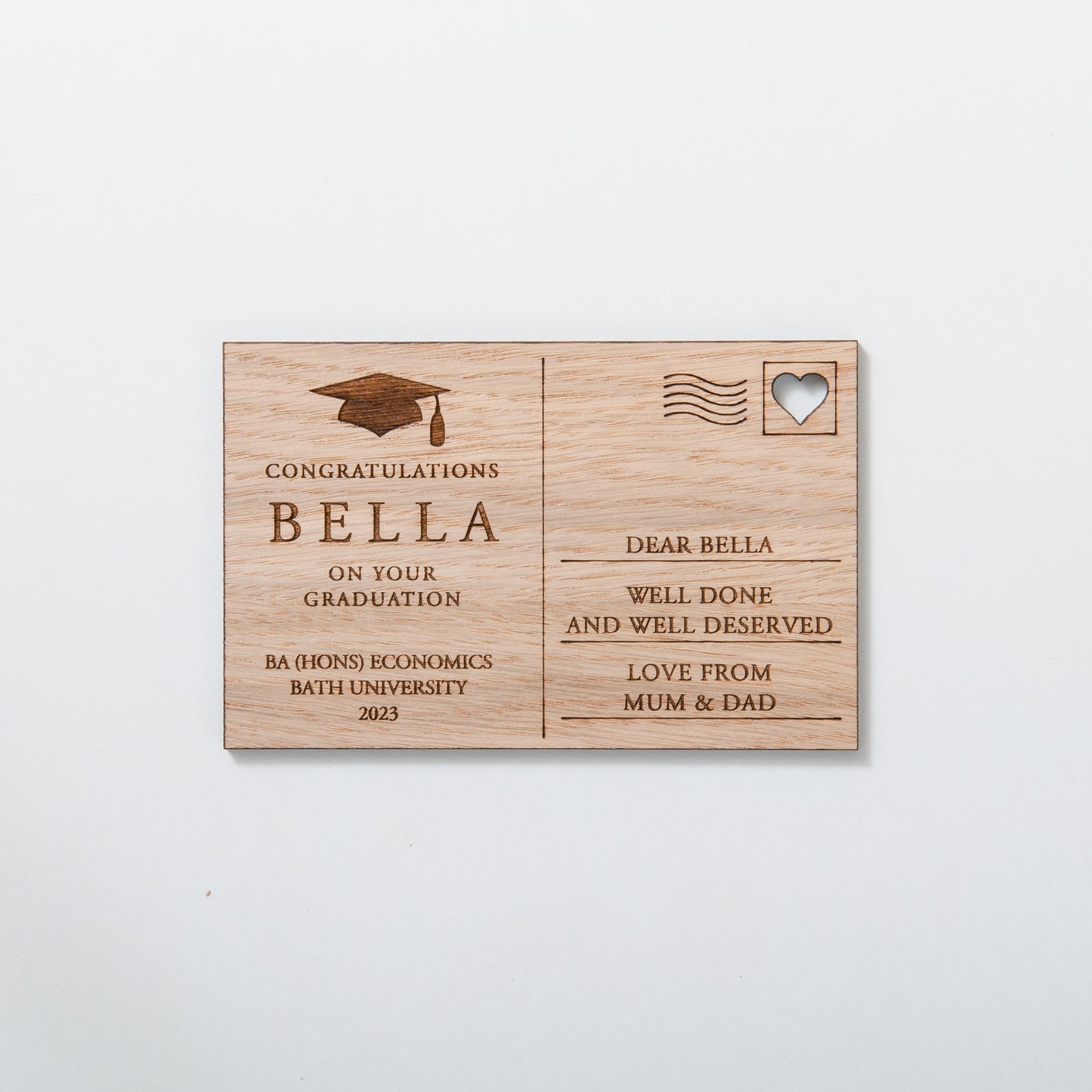 Graduation congratulations wooden postcard