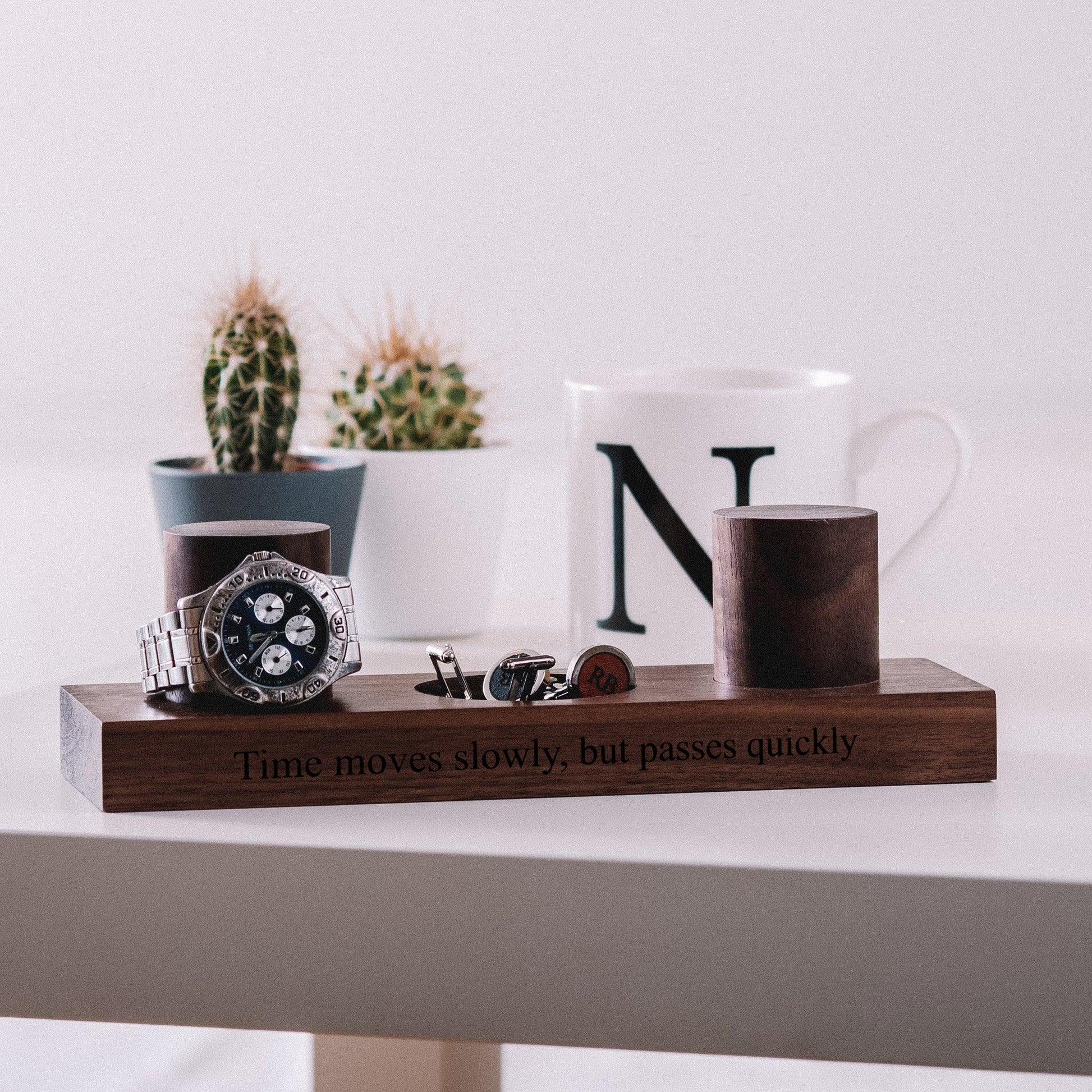 Personalised oak watch stand - Stag Design