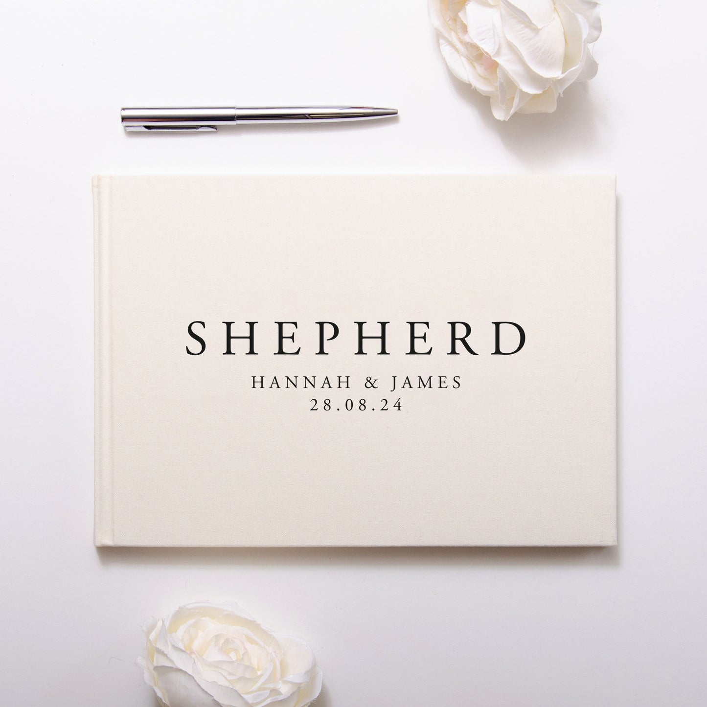 Personalised linen guest book